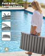 Folding HDPE Pool Lounge Chairs Set of 4, Pre-Assembled Outdoor Chaise Lounge - Image 3