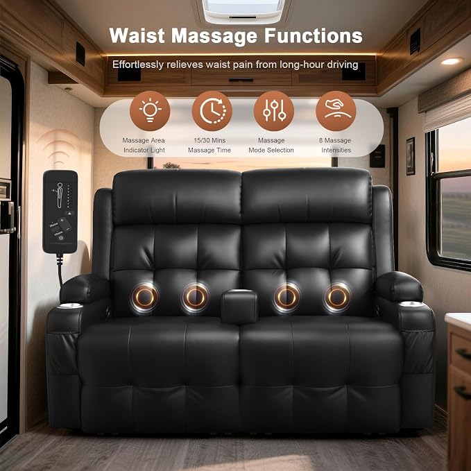 RV Loveseat Recliner Sofa, Massage Wall Hugger Reclining Couch - Image 5