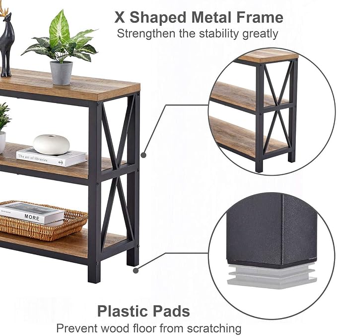 FATORRI Console Table for Entryway, Wood Sofa Table, Rustic Hallway Tables - Image 7