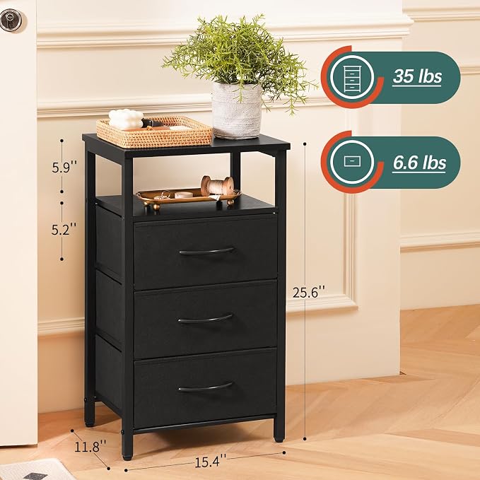 Yoobure Night Stand with Charging Station, 16 Colors LED Nightstand with USB - Image 3