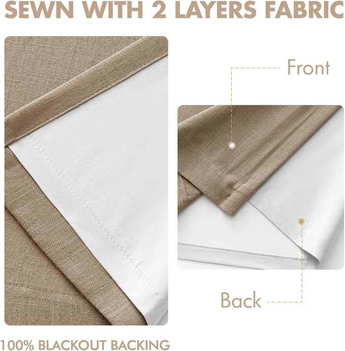 MIULEE Cafe Brown Pinch Pleated 100% Blackout Linen Curtains 40x84 Inches | - Image 5