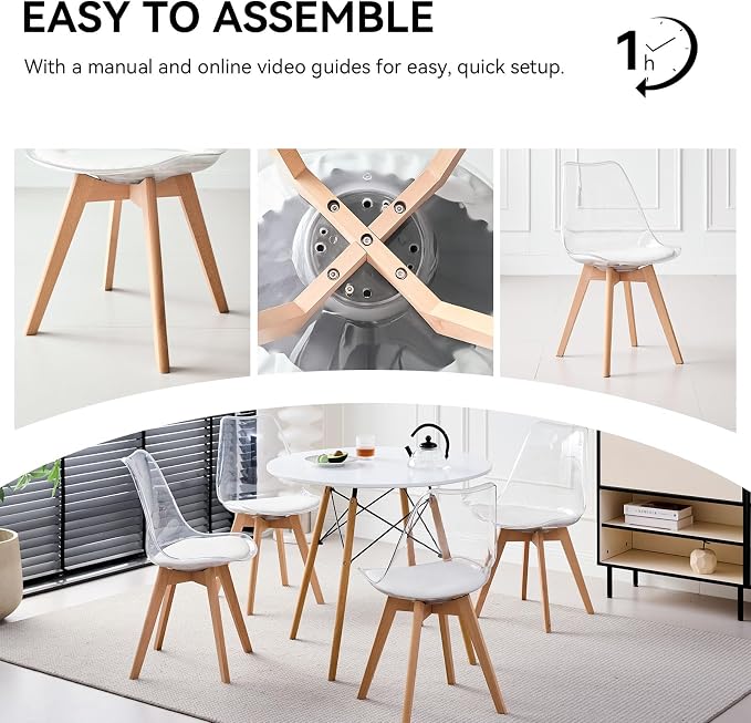 5-Piece Round Dining Table Set, Small 31.5" Kitchen Table Chairs Set of 4 Space - Image 7