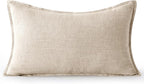 MIULEE Decorative Linen Lumbar Pillow Cover 12x20 Inch Natural Beige | Boho - Image 7