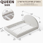 RECCI AirFrame Half-Moon Upholstered Queen Platform Bed Frame, Boucle Curved - Image 2