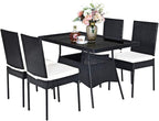 Tangkula 5 Piece Wicker Patio Dining Set, Outdoor Rattan Table & Chairs Set - Image 8