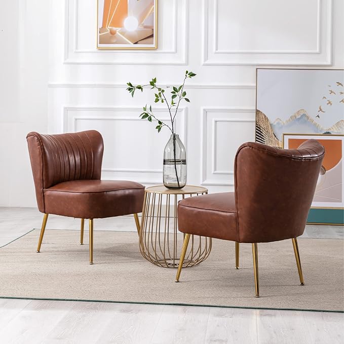 PU Leather Accent Chair Set of 2 - Image 8