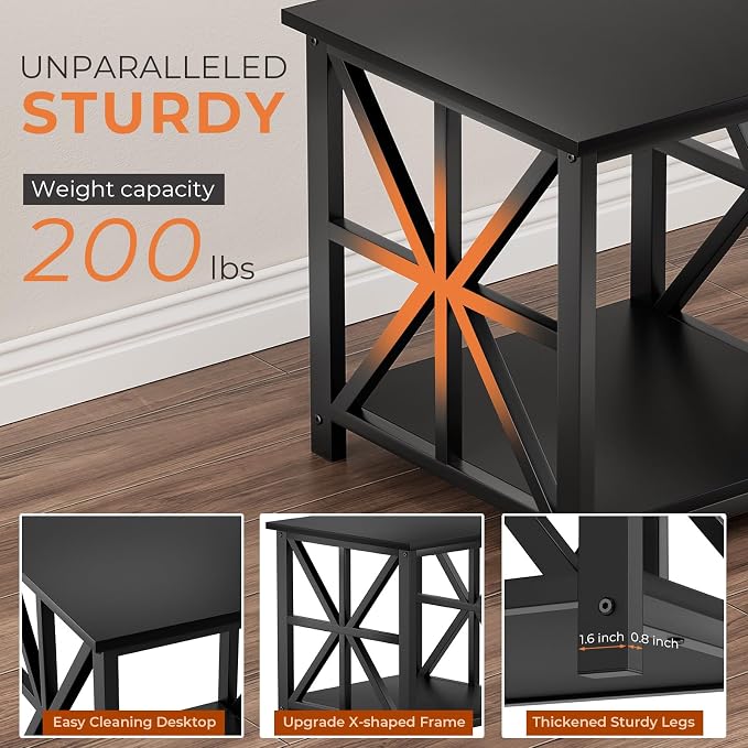 GreenForest End Table with 2-Tier Storage Shelf, 19.7 inch Side Table - Image 5