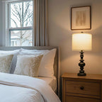 BOBOMOMO 24" Traditional Farmhouse Table Lamp Set of 2, Vintage Resin Lamps - Image 4