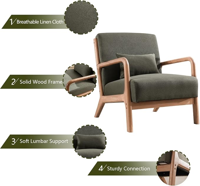 INZOY Mid Century Modern Accent Chair - Image 3