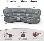 Yolsali Manual Reclining Sectional Sofa Set, 4 Seats Soft Leather Recliner - Image 2