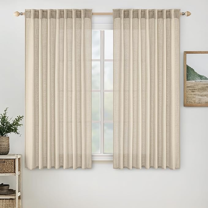 MIULEE Short Linen Curtains 52x45 Inch Length 2 Panels by MIULEE