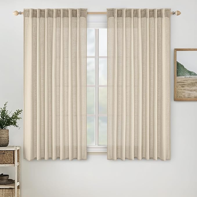 MIULEE Linen Curtains 52x54 Inch Length 2 Panels by MIULEE