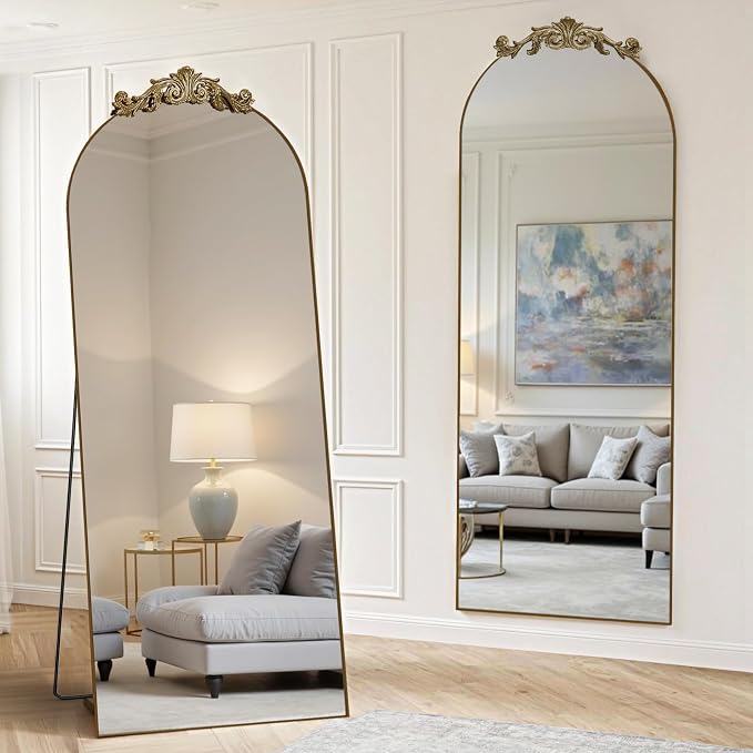 MISSDAY Vintage Baroque Full Length Mirror, Full Metal Frame Stand Up Retro by MISSDAY