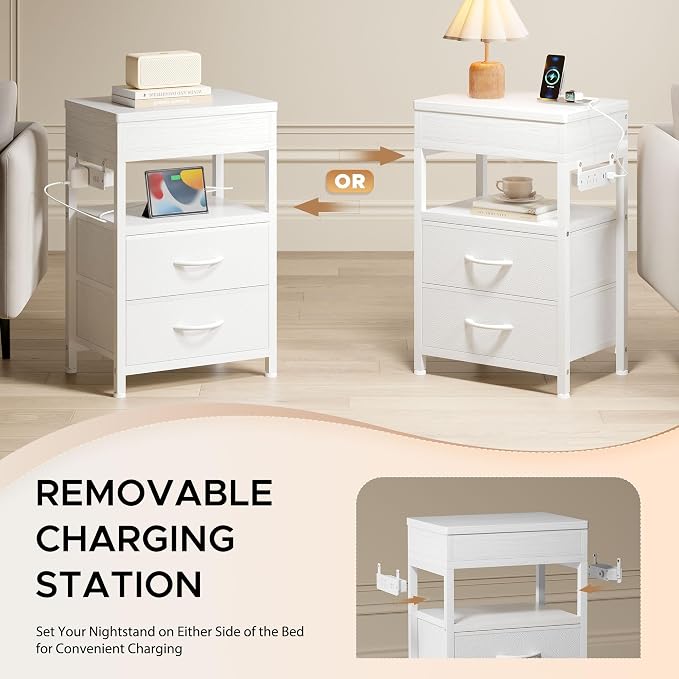 Nightstand Bedside Table Hidden Drawer - Image 3