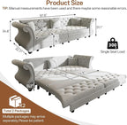 97.6" Oversized Pull Out Sofa Bed, Chesterfield Velvet Sleeper Sofa Couch - Image 2