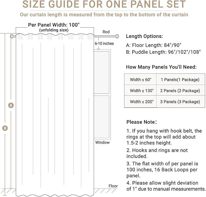 Faux Linen Total Blackout Sliding Door Curtains 84 Inches Long, Sage Green | - Image 7