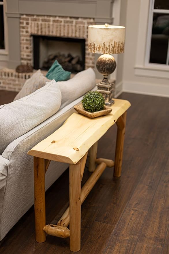 Live Edge Log Sofa Table — Rustic Live Edge Log Furniture - Image 2