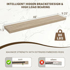 Acovy 48 Inch Floating Shelves, 3D Textured Wood Grain, Wooden Shelves - Image 3
