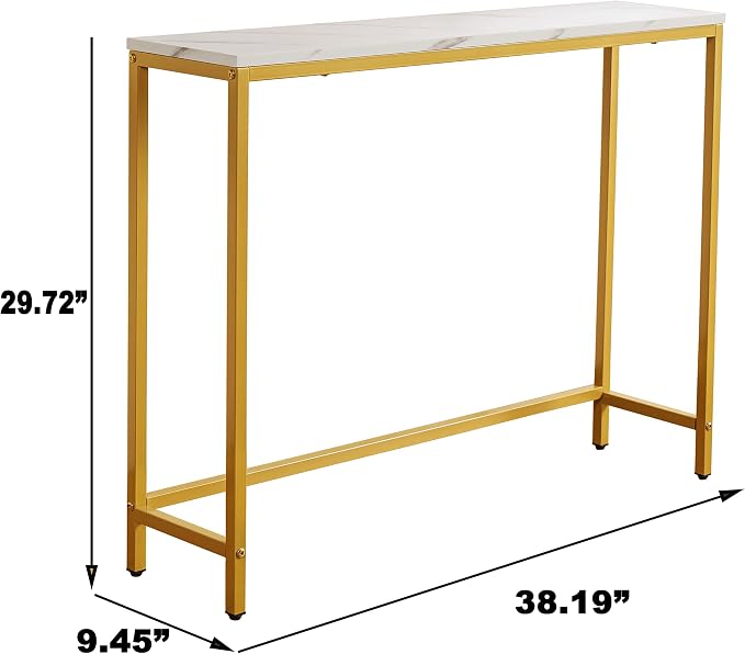 loglus Small Console Table for Entryway, Faux Marble MDF Sofa Table - Image 3