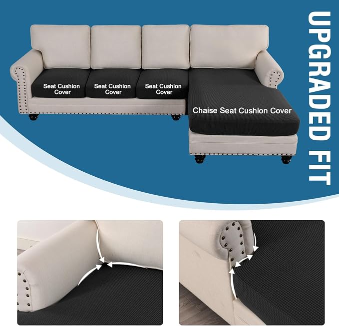 H.VERSAILTEX Sectional Couch Covers 4 Pieces Sofa Seat Cushion Covers L Shape - Image 4