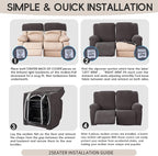Recliner Loveseat Covers, 4-Piece Stretch Geometric Strokes Jacquard Reclining - Image 8