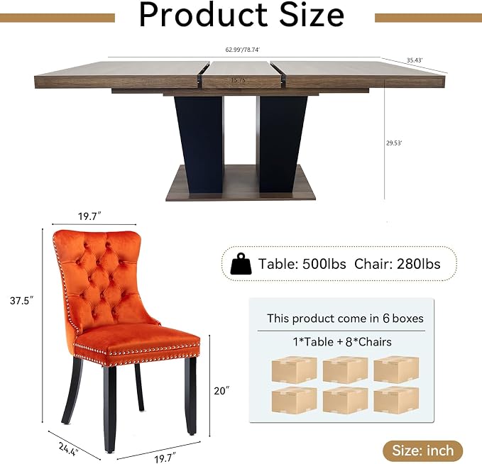 Henf 9 Pieces Extendable Dining Table Set - Image 7