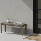 Outdoor Rattan Backless Bench, All-Weather Wicker & Solid Acacia Wood, - Image 5