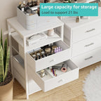BOLUO Tall Night Stand with Drawers, Small White 4 Drawer Dresser - Image 5