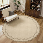 GarveeHome Large Round Rug 8ft Scalloped Washable Circle Living Room Rug | Soft by GarveeHome