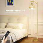 QIYIZM Flower Floor Lamp for Living Room, Glass Mid Century Modern Brass Tall - Image 3