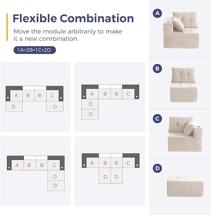 MAXYOYO 129.5" Modular Sectional Sofa Couch, U Shaped Modern Cloud Couch - Image 9