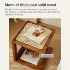 Bohemian Rattan Solid Wood Side Table Bedside Tables Decorative Table Night - Image 4