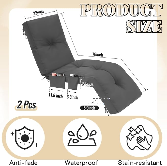 Outdoor Chaise Lounge Cushions - Image 2