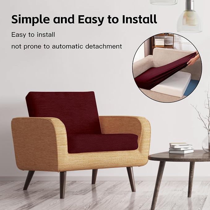 8Pcs Patio Cushion Covers, Outdoor Stretch Cushion Covers, Washable | Stretch - Image 5