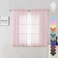 Blush Sheer Curtains 54 Inches Long 2 Panels Set, Airy & Breathable Dual Rod by Lecloud