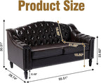 LEVNARY Chesterfield Loveseat Leather, Upholstered Sofa - Image 2