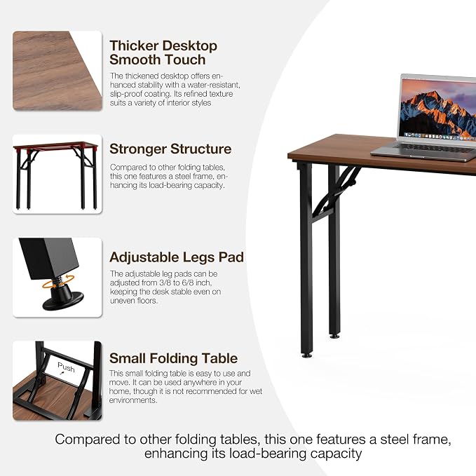 TEMI Small Computer Desk Folding Table - Image 8