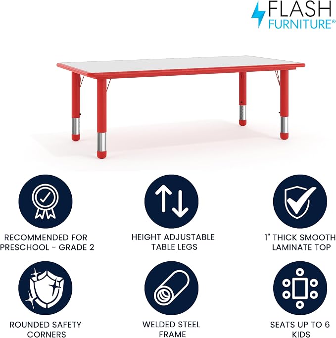 Flash Furniture Wren 23.625''W x 47.25''L Rectangular Red Plastic Height - Image 4