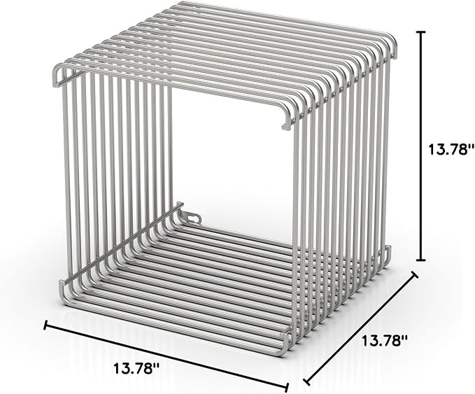 Square Geometry Retro Side Table Prime-Stainless Steel Linear Metal End Table - Image 3