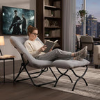 Tiita Folded Chair with Ottoman, Soft Faux Fur Oversized Folding Accent Chair - Image 2