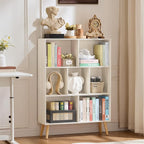 LEYAOYAO Cube Bookshelf 3 Tier Mid-Century Light Grey White Modern Bookcase - Image 3