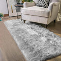 Latepis Runners 2x6 Grey Fur Faux Sheepskin Rug Washable Gray Area Rug Fluffy by Latepis
