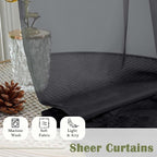 Black Sheer Curtains 120 Inches Long 2 Panels, Balance Light & Privacy Voile - Image 7