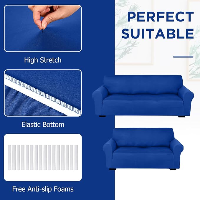 Peryiter 2 Pcs Sofa Covers Couch and Loveseat Covers Set Stretch Sofa Slipcover - Image 4