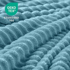 BEDELITE 3D Ribbed Washed Blue Fleece Twin Blanket - Image 4