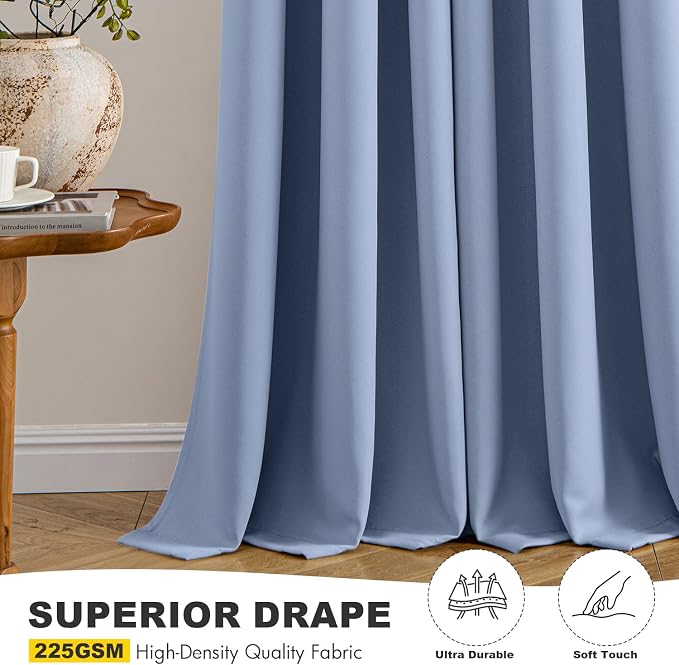 MIULEE Blackout Curtains for Bedroom 2 Panels 40 x 72 Inch Long Denim Blue | - Image 5