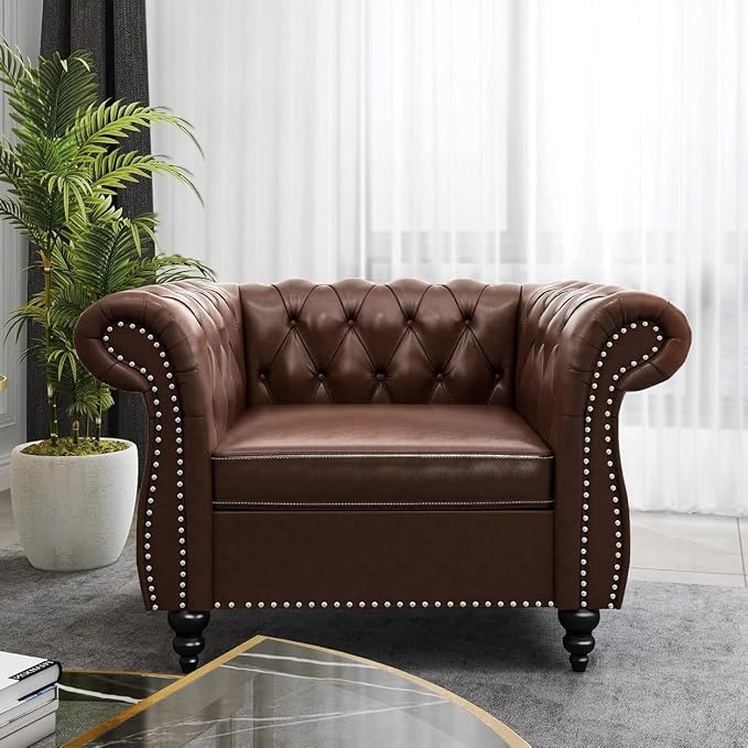 AVZEAR Leather Upholstered Armchair, Single Sofa Chair by AVZEAR