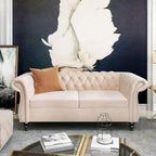 Chesterfield Loveseat Sofa, Modern Velvet Small Sofa Couch 2 Seater by RUSTYER