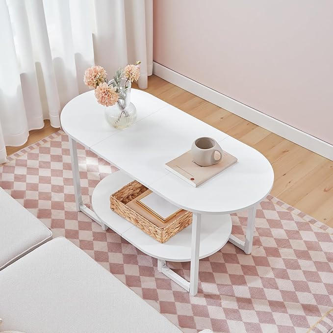 HOOBRO Coffee Table for Living Room, Oval Small Coffee Table - Image 6