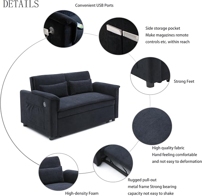 55.5" Small Sleeper Sofa Couch - Image 7